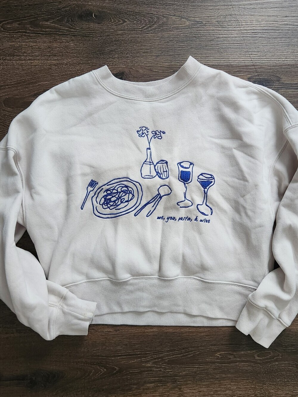 GUC Abercrombie & Fitch Sweatshirt with Blue Line Dinner Illustration, Size XS